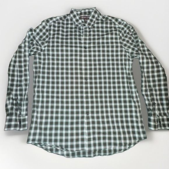 Michael Kors Other - Michael Kors Button Down Shirt Large (L) Green And Black Check Work Classic